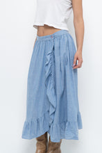 Load image into Gallery viewer, Vintage x Heathered Blue Cotton-blend Maxi Skir (S, M)