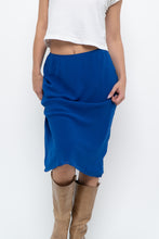 Load image into Gallery viewer, Vintage x BANANA REPUBLIC Cobalt Blue Silk Midi Skirt (XS)