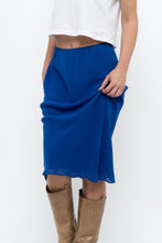 Load image into Gallery viewer, Vintage x BANANA REPUBLIC Cobalt Blue Silk Midi Skirt (XS)