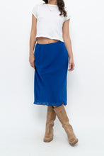 Load image into Gallery viewer, Vintage x BANANA REPUBLIC Cobalt Blue Silk Midi Skirt (XS)