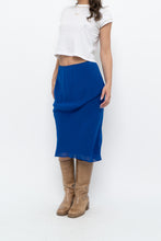 Load image into Gallery viewer, Vintage x BANANA REPUBLIC Cobalt Blue Silk Midi Skirt (XS)