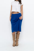 Load image into Gallery viewer, Vintage x BANANA REPUBLIC Cobalt Blue Silk Midi Skirt (XS)