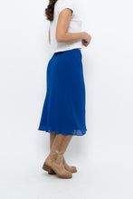 Load image into Gallery viewer, Vintage x BANANA REPUBLIC Cobalt Blue Silk Midi Skirt (XS)