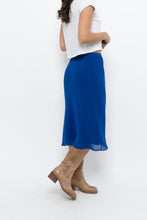 Load image into Gallery viewer, Vintage x BANANA REPUBLIC Cobalt Blue Silk Midi Skirt (XS)