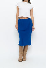 Load image into Gallery viewer, Vintage x BANANA REPUBLIC Cobalt Blue Silk Midi Skirt (XS)
