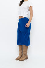 Load image into Gallery viewer, Vintage x BANANA REPUBLIC Cobalt Blue Silk Midi Skirt (XS)