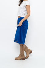 Load image into Gallery viewer, Vintage x BANANA REPUBLIC Cobalt Blue Silk Midi Skirt (XS)