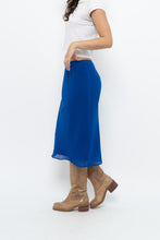 Load image into Gallery viewer, Vintage x BANANA REPUBLIC Cobalt Blue Silk Midi Skirt (XS)