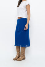 Load image into Gallery viewer, Vintage x BANANA REPUBLIC Cobalt Blue Silk Midi Skirt (XS)