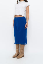 Load image into Gallery viewer, Vintage x BANANA REPUBLIC Cobalt Blue Silk Midi Skirt (XS)
