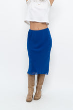 Load image into Gallery viewer, Vintage x BANANA REPUBLIC Cobalt Blue Silk Midi Skirt (XS)