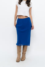 Load image into Gallery viewer, Vintage x BANANA REPUBLIC Cobalt Blue Silk Midi Skirt (XS)