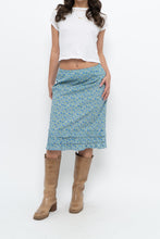 Load image into Gallery viewer, Vintage x Blue, Green Floral Cotton Midi Skirt (S)