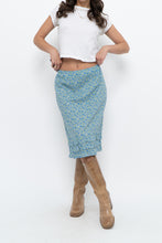 Load image into Gallery viewer, Vintage x Blue, Green Floral Cotton Midi Skirt (S)