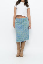 Load image into Gallery viewer, Vintage x Blue, Green Floral Cotton Midi Skirt (S)