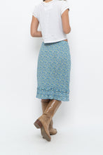 Load image into Gallery viewer, Vintage x Blue, Green Floral Cotton Midi Skirt (S)
