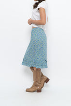 Load image into Gallery viewer, Vintage x Blue, Green Floral Cotton Midi Skirt (S)