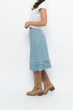 Load image into Gallery viewer, Vintage x Blue, Green Floral Cotton Midi Skirt (S)
