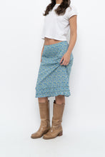 Load image into Gallery viewer, Vintage x Blue, Green Floral Cotton Midi Skirt (S)