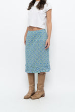 Load image into Gallery viewer, Vintage x Blue, Green Floral Cotton Midi Skirt (S)