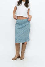 Load image into Gallery viewer, Vintage x Blue, Green Floral Cotton Midi Skirt (S)