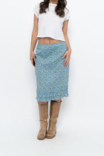 Load image into Gallery viewer, Vintage x Blue, Green Floral Cotton Midi Skirt (S)