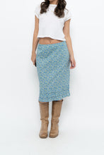 Load image into Gallery viewer, Vintage x Blue, Green Floral Cotton Midi Skirt (S)