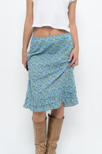Load image into Gallery viewer, Vintage x Blue, Green Floral Cotton Midi Skirt (S)