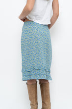 Load image into Gallery viewer, Vintage x Blue, Green Floral Cotton Midi Skirt (S)