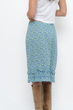 Load image into Gallery viewer, Vintage x Blue, Green Floral Cotton Midi Skirt (S)