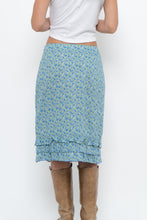 Load image into Gallery viewer, Vintage x Blue, Green Floral Cotton Midi Skirt (S)