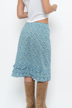 Load image into Gallery viewer, Vintage x Blue, Green Floral Cotton Midi Skirt (S)