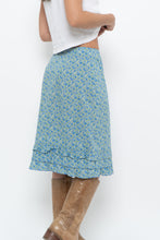 Load image into Gallery viewer, Vintage x Blue, Green Floral Cotton Midi Skirt (S)