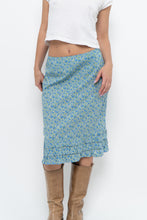 Load image into Gallery viewer, Vintage x Blue, Green Floral Cotton Midi Skirt (S)
