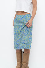 Load image into Gallery viewer, Vintage x Blue, Green Floral Cotton Midi Skirt (S)