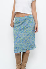 Load image into Gallery viewer, Vintage x Blue, Green Floral Cotton Midi Skirt (S)