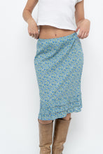 Load image into Gallery viewer, Vintage x Blue, Green Floral Cotton Midi Skirt (S)
