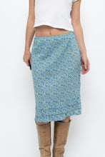 Load image into Gallery viewer, Vintage x Blue, Green Floral Cotton Midi Skirt (S)
