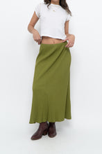 Load image into Gallery viewer, Vintage x Chartreuse Ribbed Stretchy Maxi Skirt (M, L)