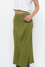 Load image into Gallery viewer, Vintage x Chartreuse Ribbed Stretchy Maxi Skirt (M, L)