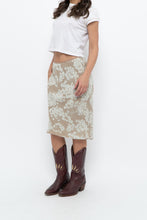 Load image into Gallery viewer, Vintage x LOUBEN Beige, Blue  Floral Midi Skirt (XS)