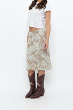 Load image into Gallery viewer, Vintage x LOUBEN Beige, Blue  Floral Midi Skirt (XS)
