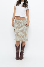 Load image into Gallery viewer, Vintage x LOUBEN Beige, Blue  Floral Midi Skirt (XS)