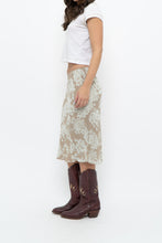 Load image into Gallery viewer, Vintage x LOUBEN Beige, Blue  Floral Midi Skirt (XS)