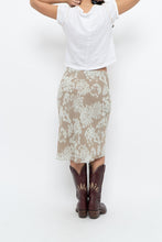Load image into Gallery viewer, Vintage x LOUBEN Beige, Blue  Floral Midi Skirt (XS)