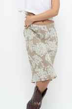 Load image into Gallery viewer, Vintage x LOUBEN Beige, Blue  Floral Midi Skirt (XS)