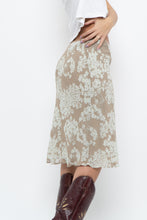 Load image into Gallery viewer, Vintage x LOUBEN Beige, Blue  Floral Midi Skirt (XS)