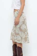 Load image into Gallery viewer, Vintage x LOUBEN Beige, Blue  Floral Midi Skirt (XS)