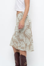Load image into Gallery viewer, Vintage x LOUBEN Beige, Blue  Floral Midi Skirt (XS)
