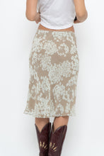 Load image into Gallery viewer, Vintage x LOUBEN Beige, Blue  Floral Midi Skirt (XS)